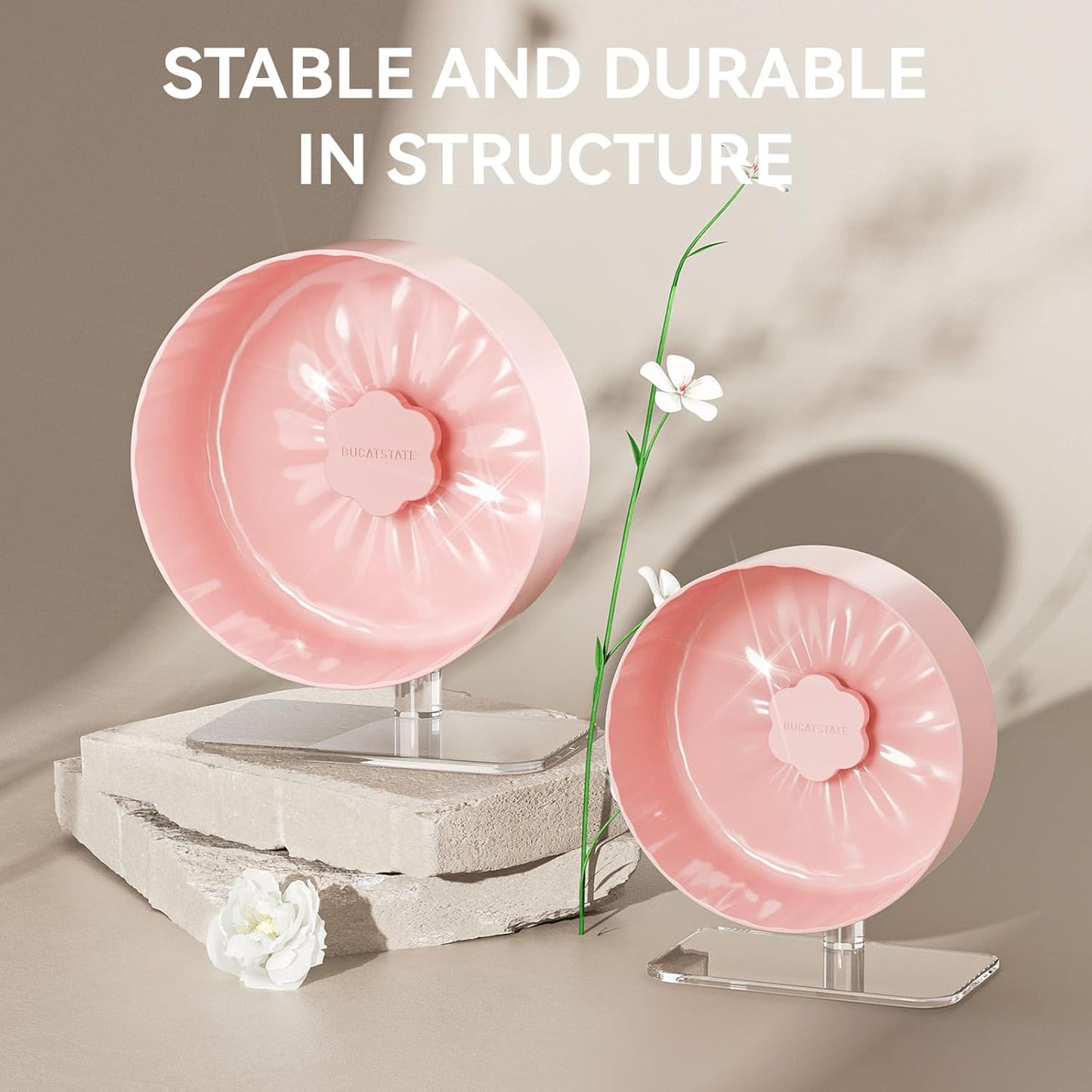 BUCATSTATE Hamster Exercise Wheel 10.2", Upgraded Super-Silent Spinner Hamster Running Wheels with Adjustable Base & Rust-roof Bearing for Dwarf Syrian Hamster Gerbils Rats