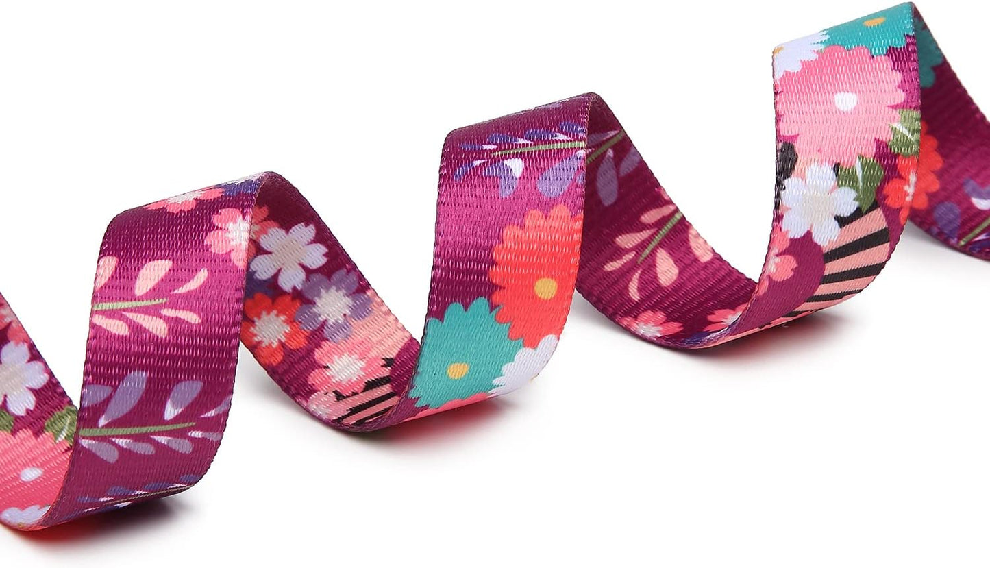 Mercano Adjustable Dog Collar - Special Design Patterns, Soft Nylon Comfortable Durable Pet Collar for Small Medium Large Dogs (M, Colorful Flower)