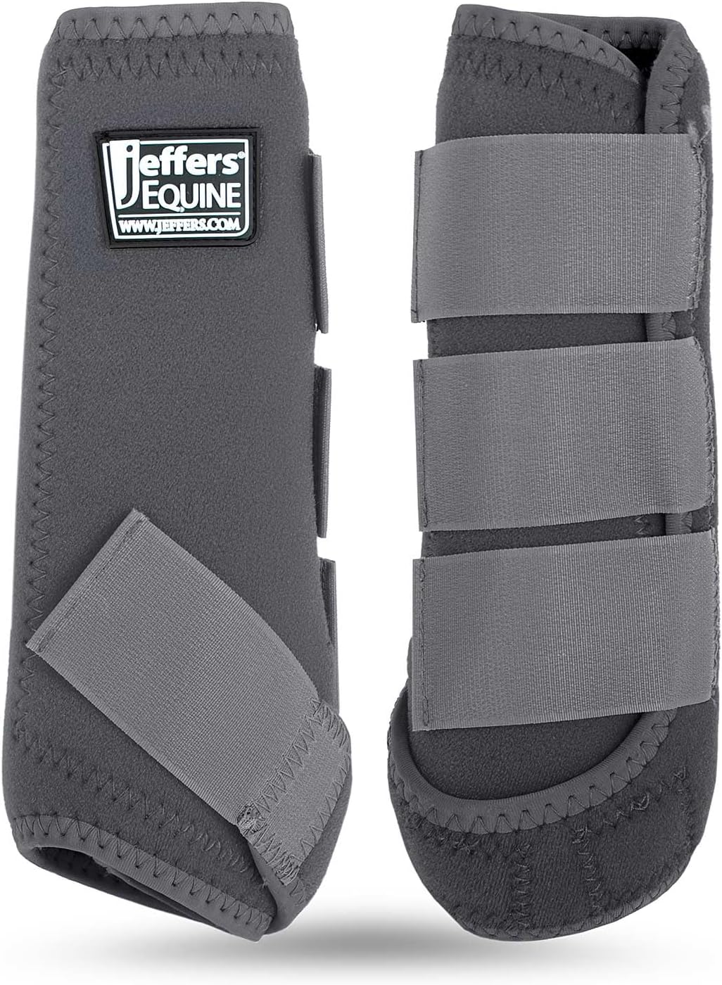 Jeffers Equine Protective Horse Boots 1 Pair Grey - Safe Neoprene Leg Guards & Comfortable Fit, Durable Strap Closures, Front & Hind Support, Equestrian Accessories for Travel & Riding - Medium