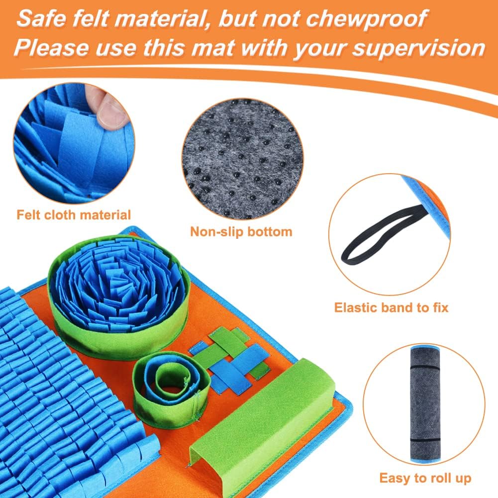 Vivifying Snuffle Mat for Dogs, Interactive Dog Puzzle Toy for Boredom and Mental Stimulation, Enrichment Feeding Game Sniff Mat Helps Slow Eating and Keep Busy