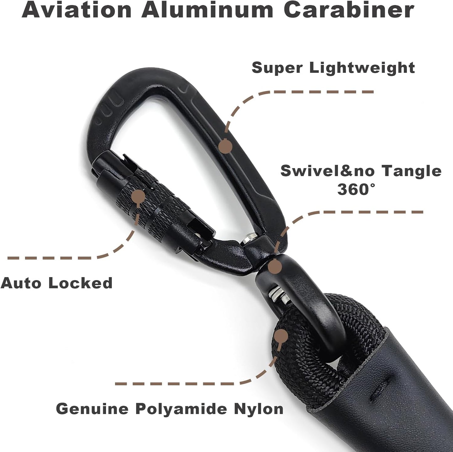 Rope Dog Leash, 4 ft Heavy Duty Dog Leash with Aviation Aluminum Auto Locking Carabiner, Strong Nylon Pet Lead for Small, Medium, Large Dogs (Blue, 4FT)