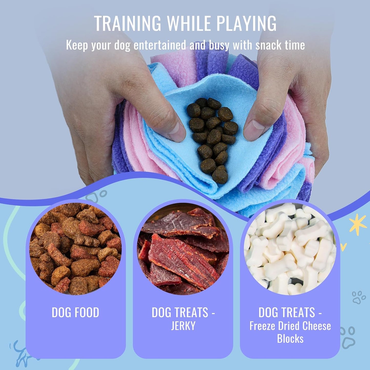 Pet Snuffle Ball, Puzzle Sniffing Interactive Dog Ball for Blind Dogs Training Stress Relief Dog Enrichment Toys Treat Machine Washable (Macarons Color, 10cm)