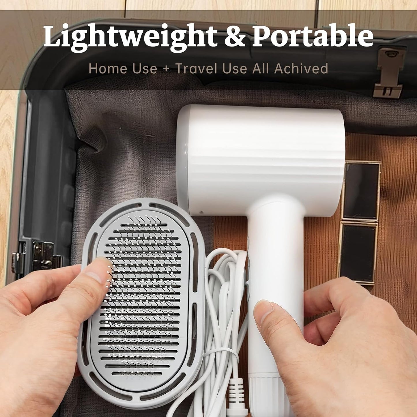 Dog Hair Dryer, Professional 2-in-1 Pet Hair Dryer & Grooming Brush with Removable Comb, Adjustable Temperature/Speed, Portable Dryer for Dogs and Cats