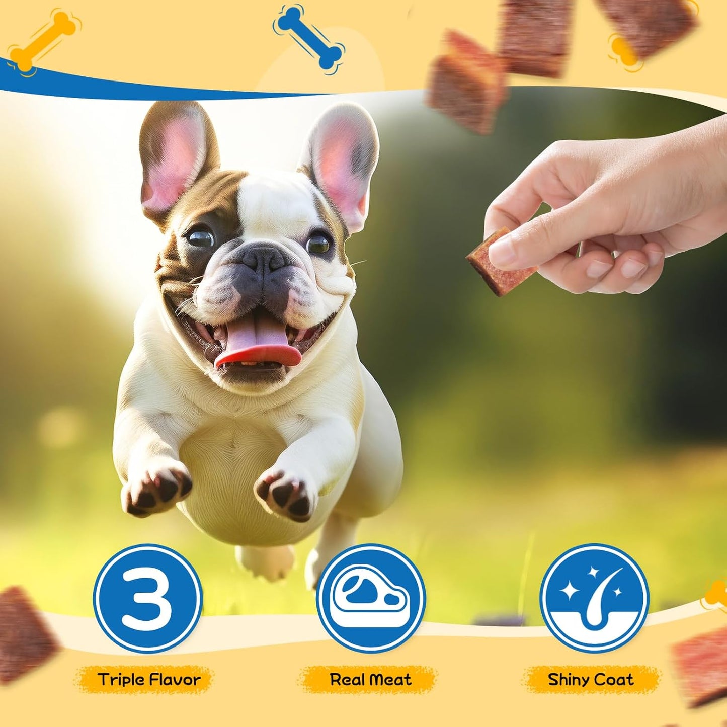 gazeupon Dog Treats,Triple Flavored Meat Bites for Dogs,Healthy Training Treats for Dogs,Made with Real Chicken,Duck,Beef,14.1 oz