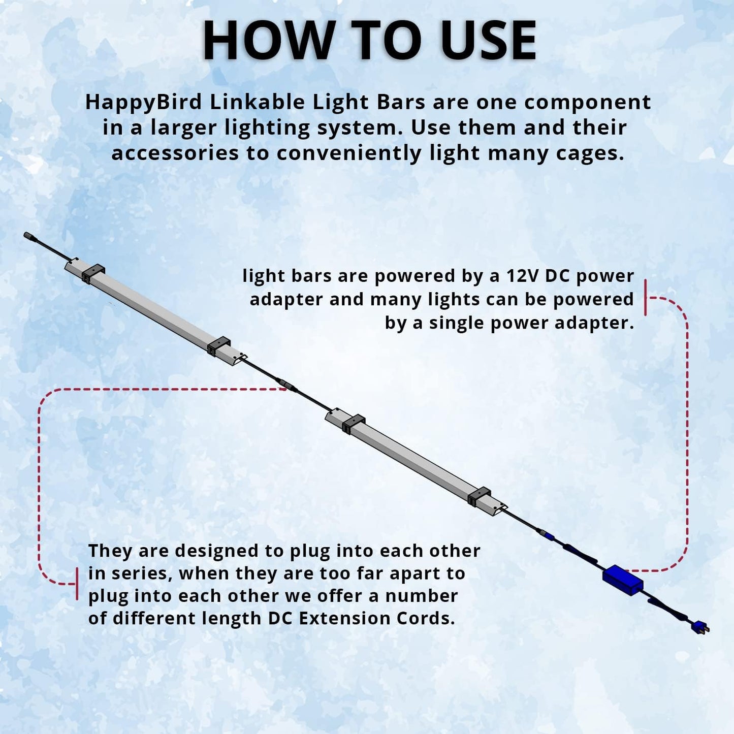 HappyBird Lightning (A Divison of M&M Cage) 24" LED linkable Light bar Without Power Source for Multiple Bird Breeder Cages, Full Spectrum LED. Will NOT Run ON ITS OWN (6 Pack)