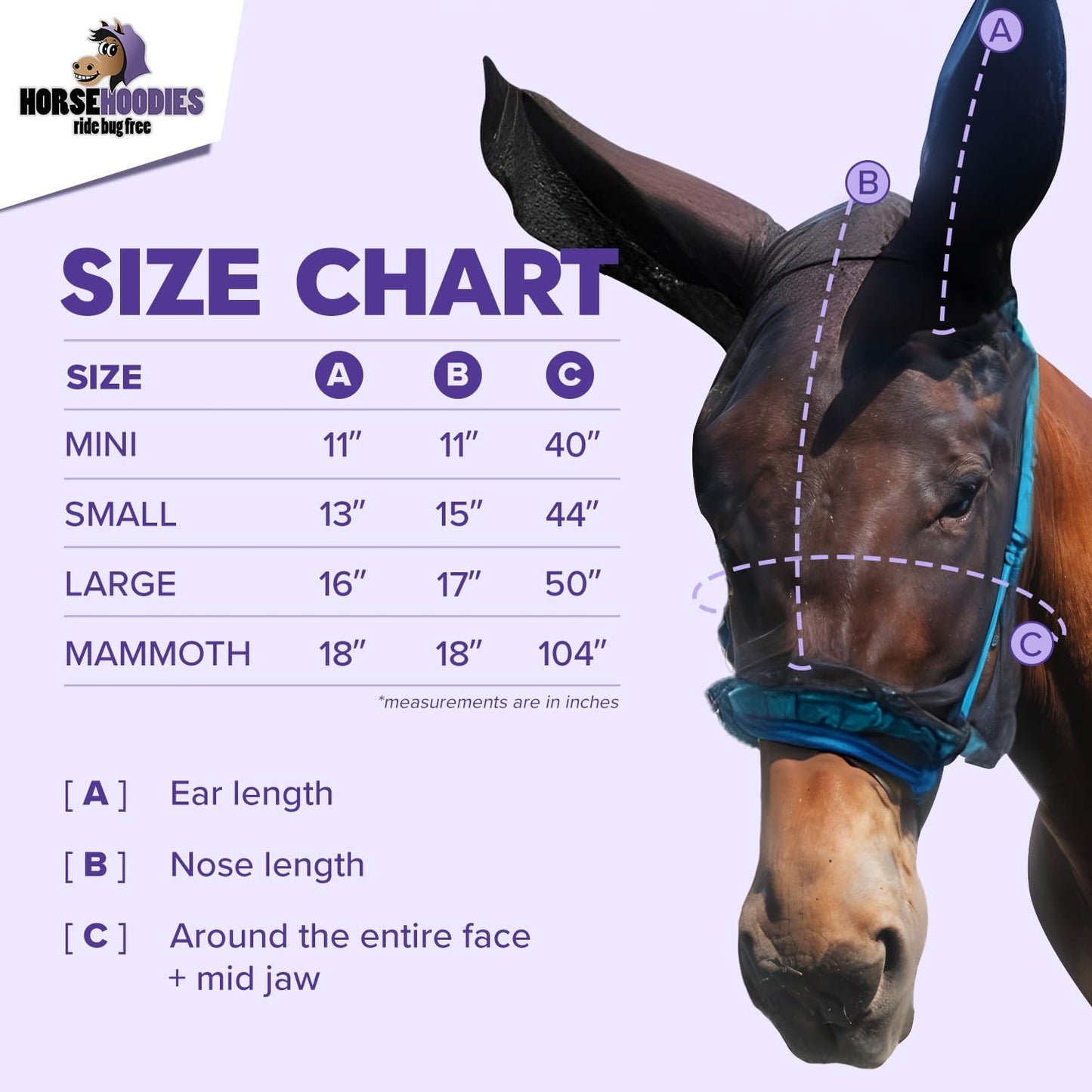 Donkey Fly Mask with Long Ears (Orange) Half Hoodie for Standard Donkey, Made in USA - Mule Fly Mask with Ears Protection from Insects and Bugs, Face Cover Soft Mesh Fabric with Adjustable Fastener