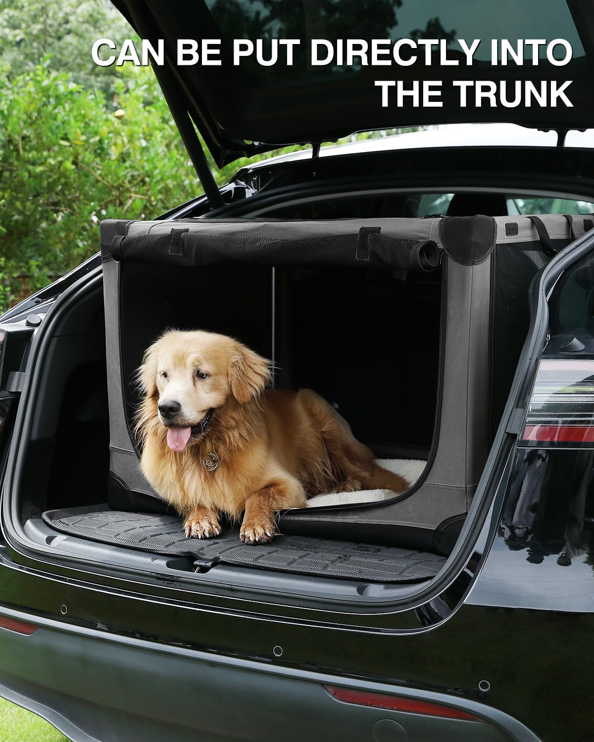 30 Inch Collapsible Travel Dog Crate for Medium Large Dogs, Portable Dog Crate 4-Door Foldable Soft Kennel with Durable Mesh Windows for Indoor & Outdoor Travel, with Storage Bag,Grey