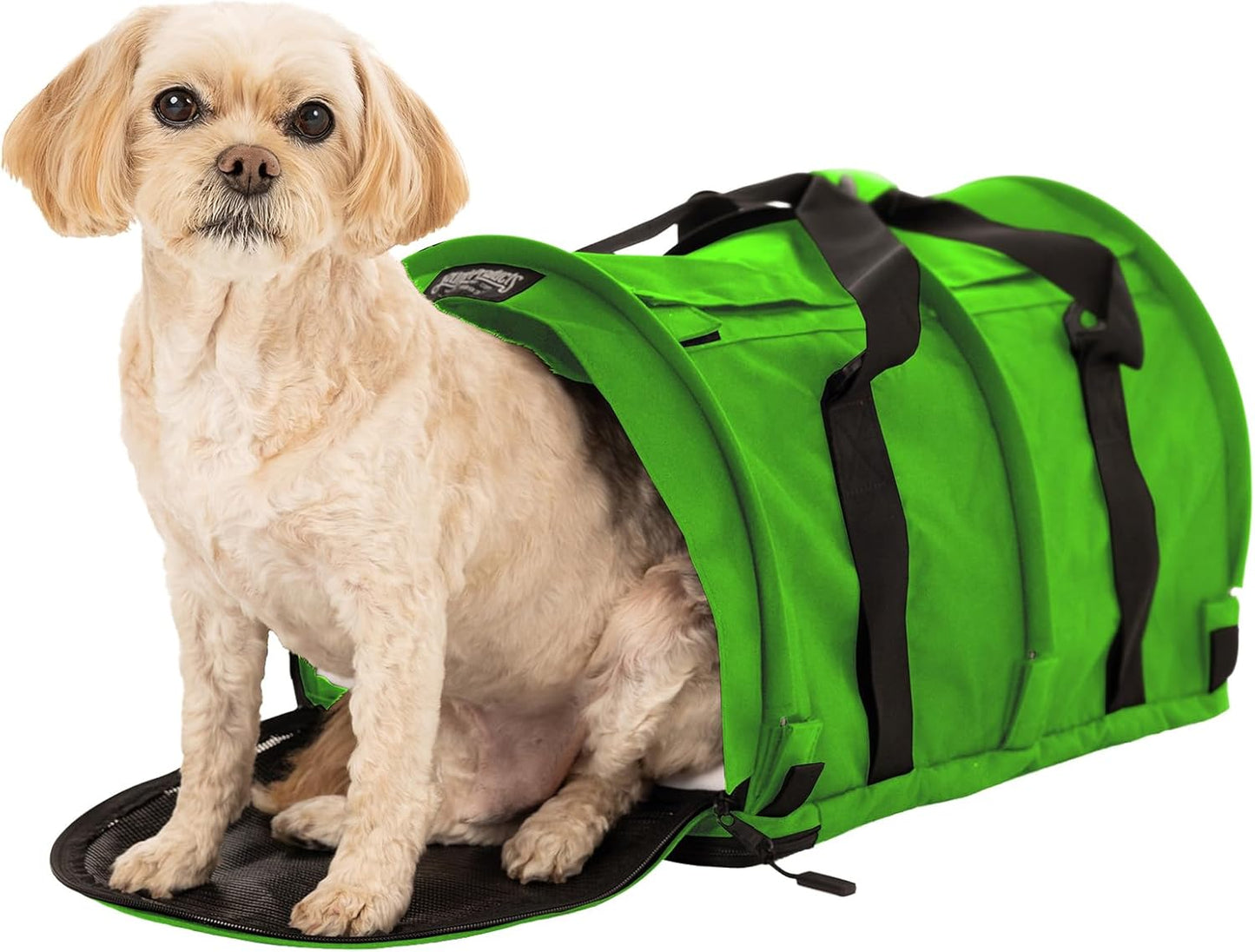 SturdiBag Pro 2.0 Pet Travel Carrier for Cats and Dogs | Soft Sided Pet Carrier Bag with Safety Clips and Seatbelt Straps for Car Travel | XL, Lime