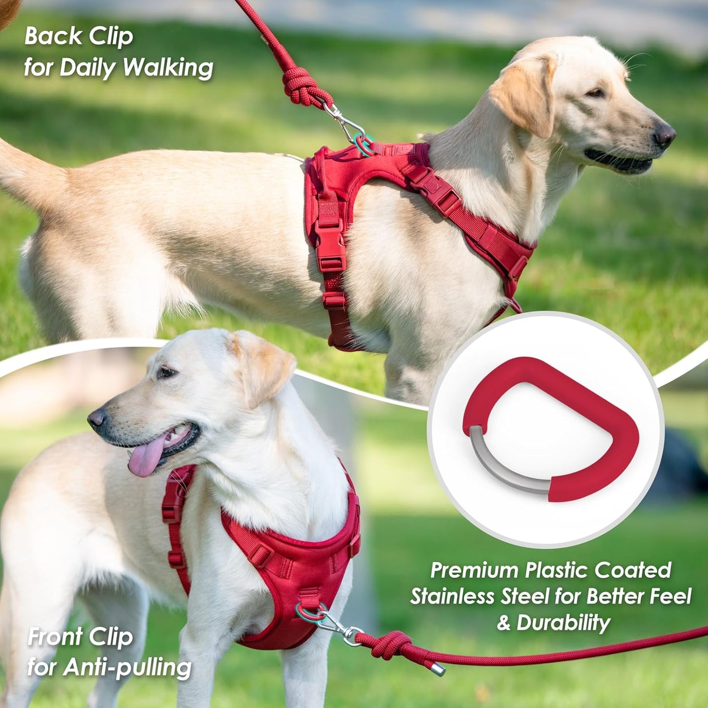 No Pull Dog Harness, Puppy Vest with Front Clip for Small Medium Large Sized Dog(Burgundy Red,XS)