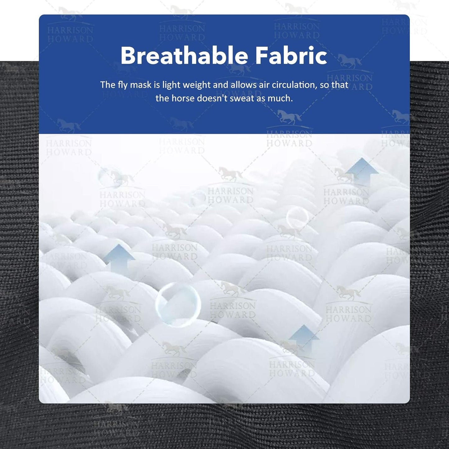 Harrison Howard Super Comfort Stretchy Fly Mask Large Eye Space with UV Protection Soft on Skin with Breathability Geo Feather S