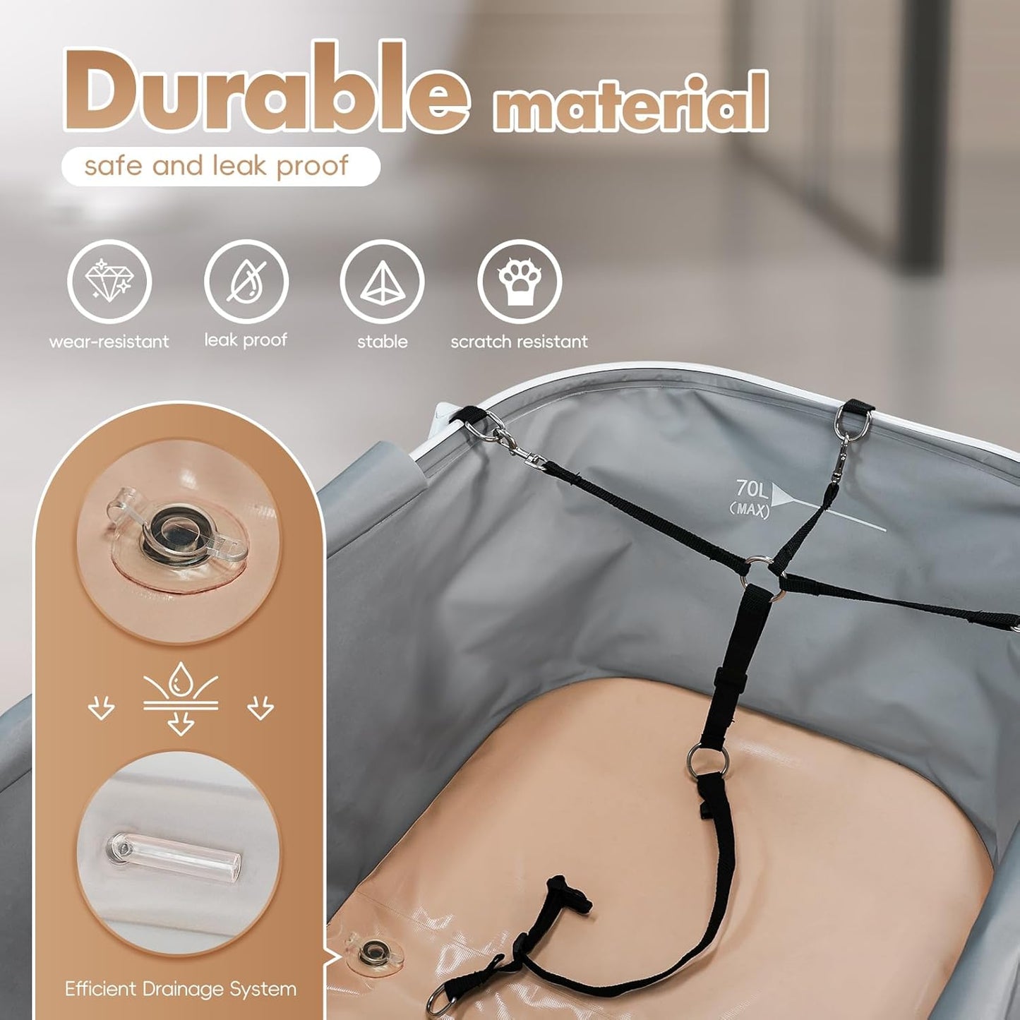 Portable Dog Bathtub, Elevatable Dog Washing Station for Bathing Shower and Grooming, Collapsible Dog Bath Tub for Small/Medium/Large Dogs, Cats & Other Pet (Medium Dogs Bathtub)