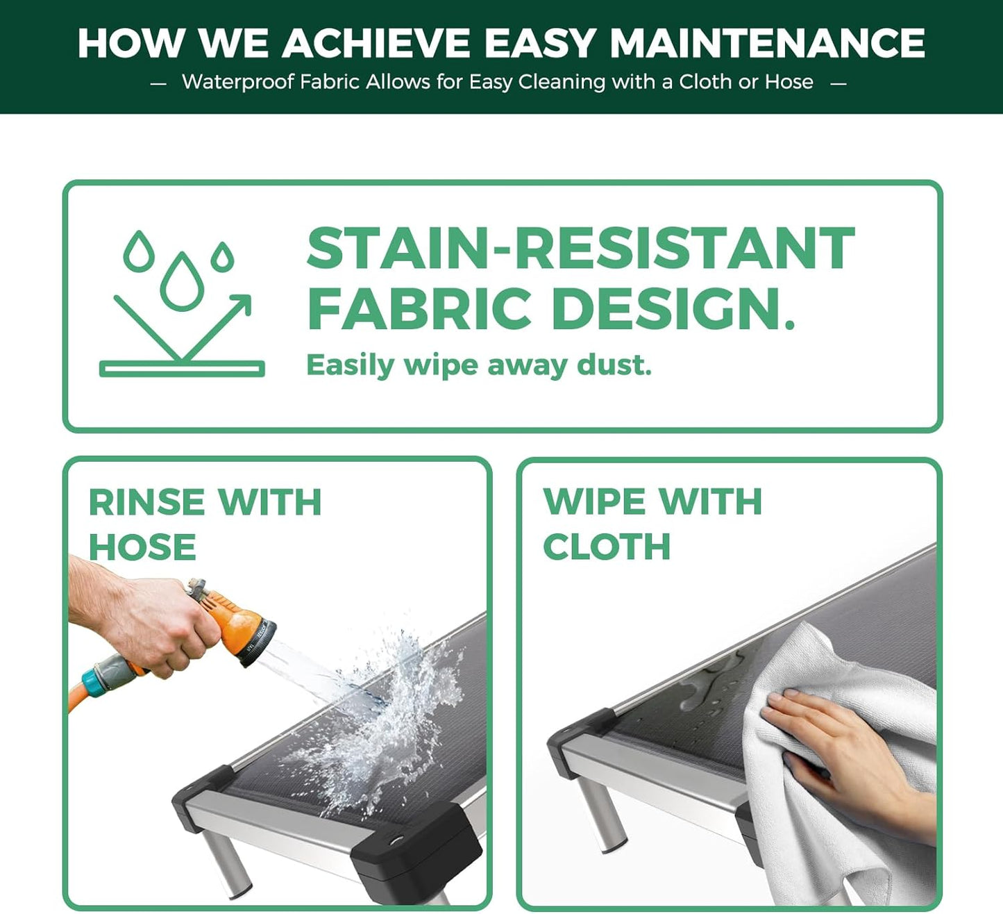 FXW TitanNest Chew-Proof Elevated Dog Bed, Raised Cot for Indoor/Outdoor/Camping Use, Durable & Washable Padded Pet Bed for Large Dogs, 50.0" L x 31.0" W x 7.3" H, Gray