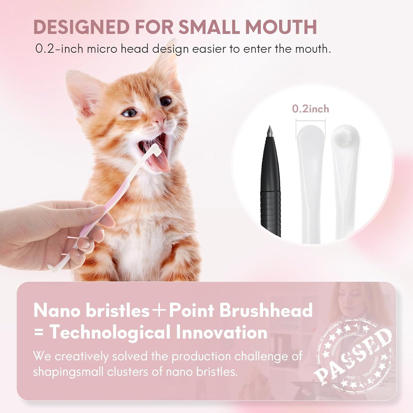 4 Pcs Dual-Sided Cat Toothbrush with Micro Brush Head, Ultra Soft Nano Bristles Pet Toothbrush Kit, Kitten/Puppy Toothbrushes, Fit into Cats/Small Dogs Mouth, Avoid Bleeding Gums
