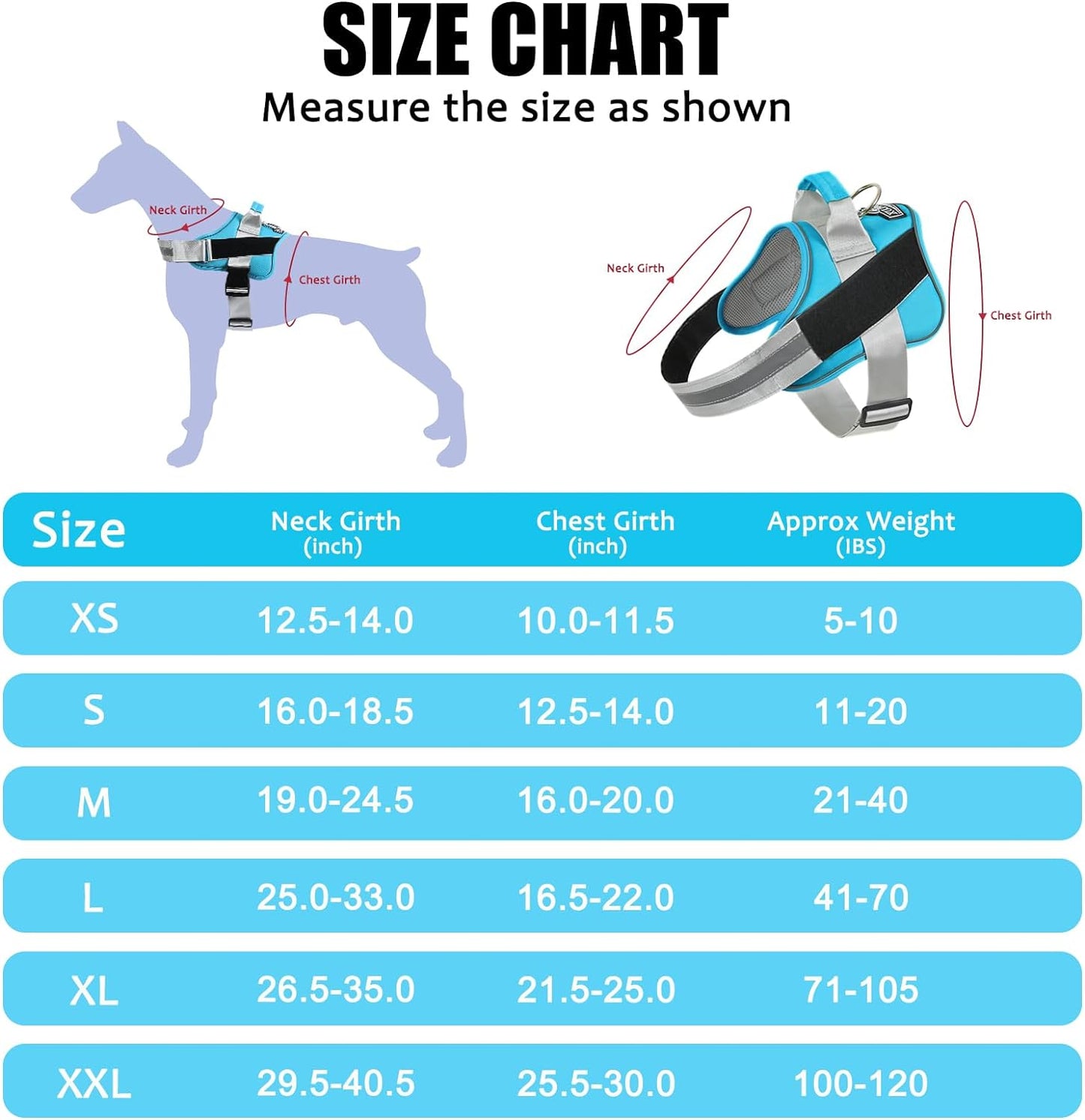 Bolux Dog Harness, No-Pull Reflective Dog Vest, Breathable Adjustable Pet Harness with Handle for Outdoor Walking - No More Pulling, Tugging or Choking (OceanicBlue, X-Small (Pack of 1))