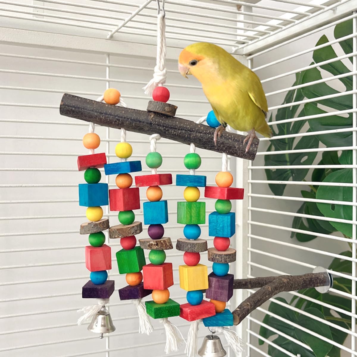 Bird Chewing Toys for Parakeet- Parrot Cage Bites, Wooden Block Cockatiel Toy for Small and Medium Parrots and Birds