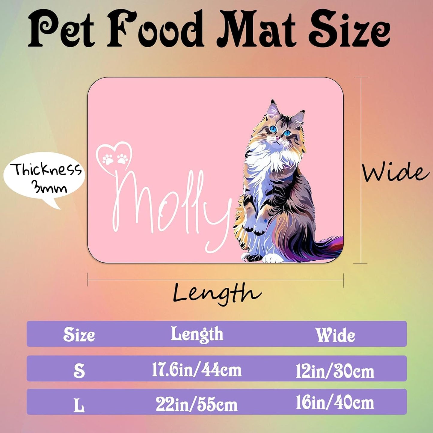 Personalized Dog Cat Feeding Mat Custom Pet Food Mat Waterproof Non-Slip Customized Puppy Name Photo Placemat Dish Rug Floor Protector Gifts for Pets Lover Pattern 2