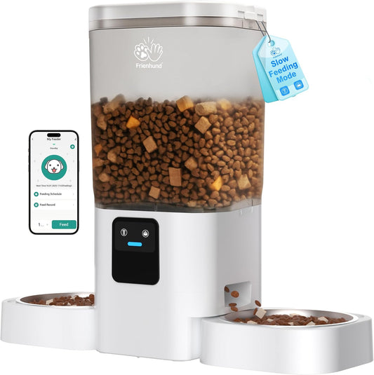 Automatic Cat Feeders 2 Cat with Slow Feed: Dual Automatic Dog Feeder with 5G WiFi, cat Food Dispenser with Alexa for Multiple Pets, Detachable for Easy Clean - 29 Cup（7L Large Capacity）