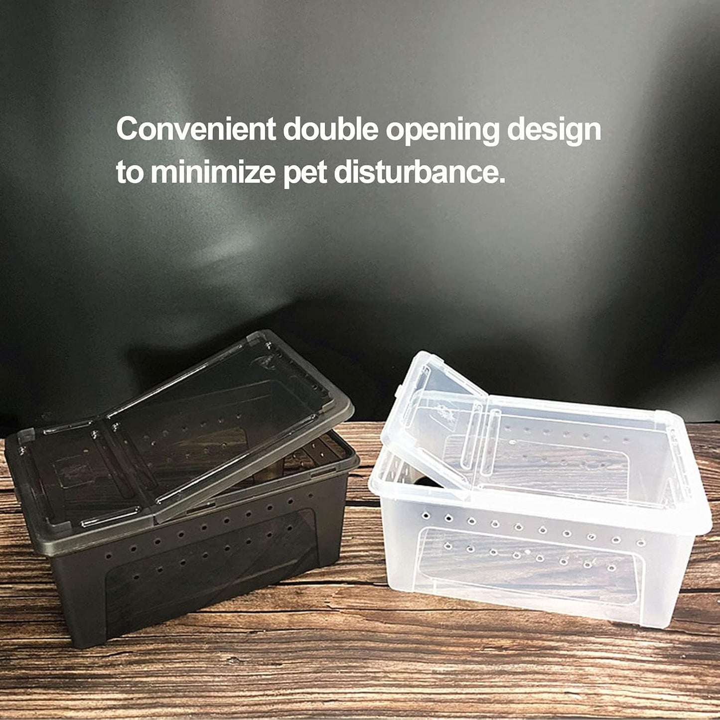 kathson Reptile Snake Feeding Box Breeding Hatching Container Lizard Tarantula Habitat Portable Transparent Plastic Mini Pet Houses for Spider Scorpion Gecko (White)