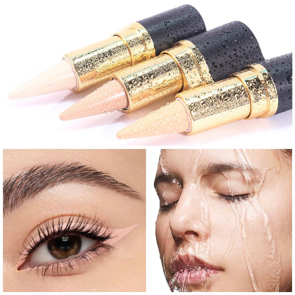 evpct Warm Pink Long Wear Gel Eyeliner Pencils for Women, Light Nude Eye Liner Pencil Pen Natural Makeup Glide Smooth, Eye Liner Waterproof Smudge Proof, Cream Eyeliner Lipstick Set delineador de ojos