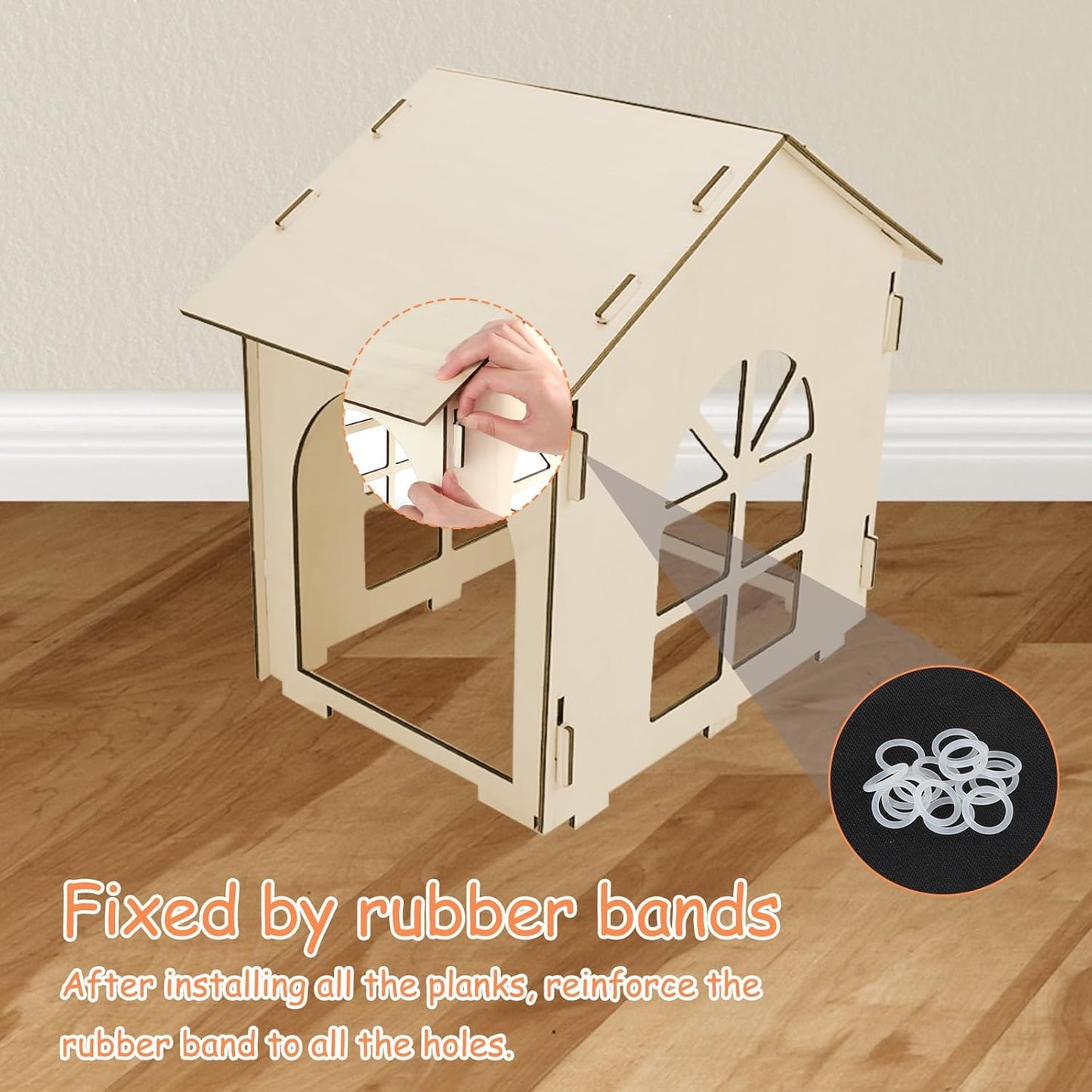 YUEPET Extra Large Wooden Rabbit Hideout Castle Detachable Bunny Tunnel Hut with Ramp Small Animal Houses & Habitats for Outdoor Indoor Rabbit Guinea Pig Chinchilla Ferret Hamster to Rest Hideawy Play
