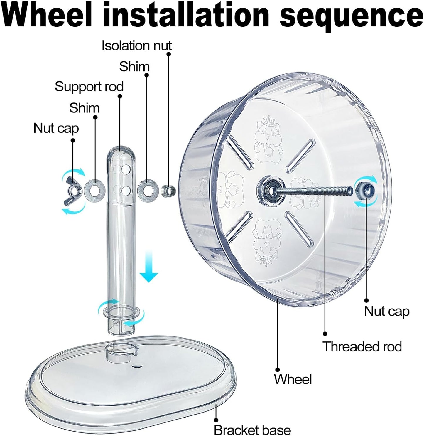 Silent Hamster Wheel, Super-Silent Hamster Exercise Wheels Accessories, Quiet Running Wheels, Adjustable Stand for Hamsters Mice Or Other Small Animals (White, Ф 7 inch)