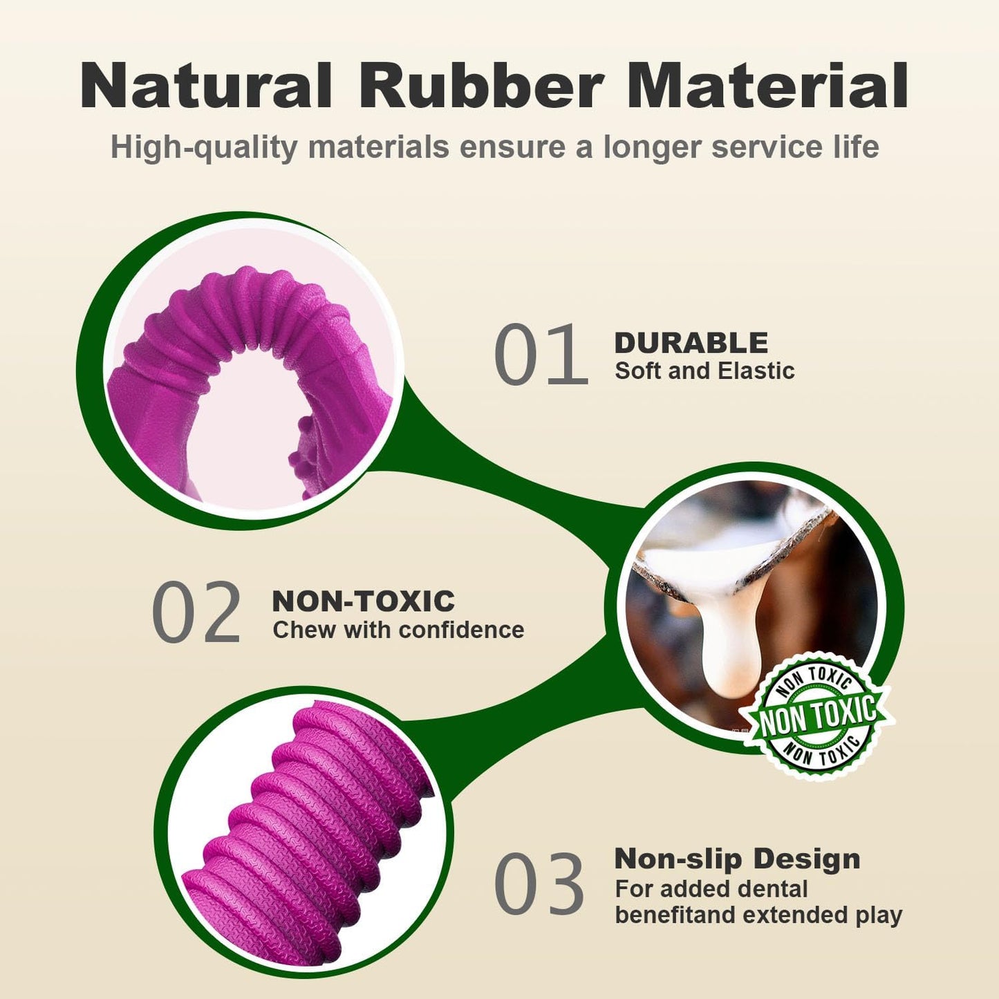 Dog Toys for Aggressive Chewers, Dog Toys for Medium Large Dogs, Natural Rubber Dog Chew Toys with Beef Flavor, Indestructible Chew Toys for Aggressive Chewers (Purple)