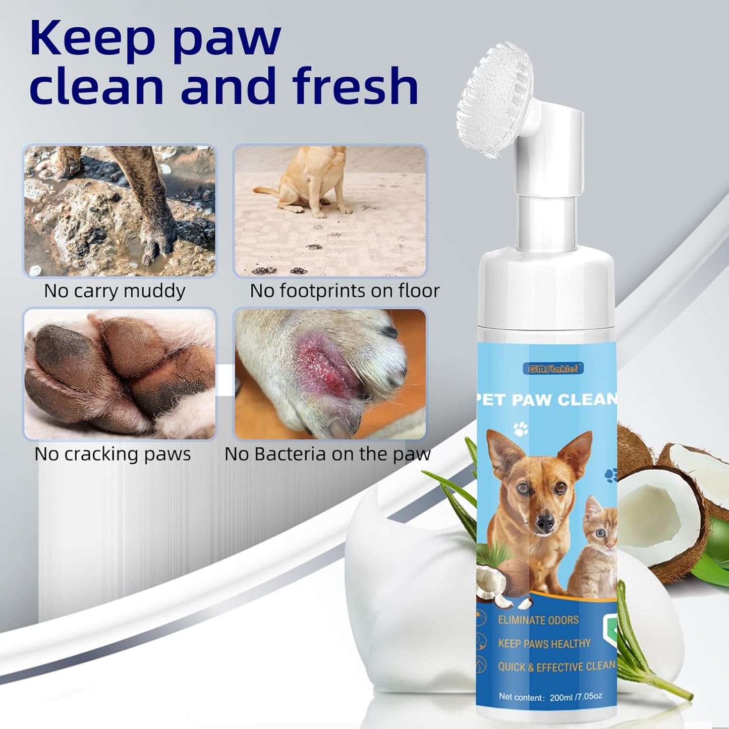 Dog Paw Care Kit,No-Rinse Paw Cleaner for Dogs & Cats,Dog Paw Balm for Heals -Repairs Dry Cracked Paws & Nose with 1 Pet Cleaning Towels,Natural Dog Paw Protector for Pet Foot Washer Care