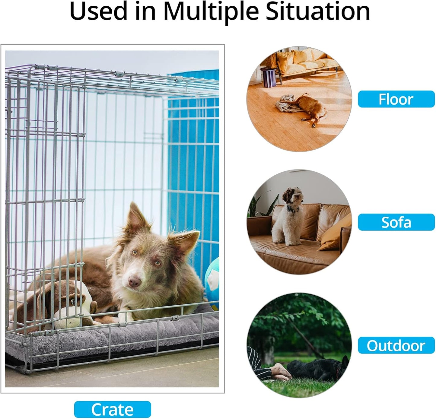 Dog Beds Crate Pad for Small Dogs Ultra Soft Dog Crate Bed Washable & Anti-Slip Kennel Pad,Cat Bed Pad Mat,Gray 24inch