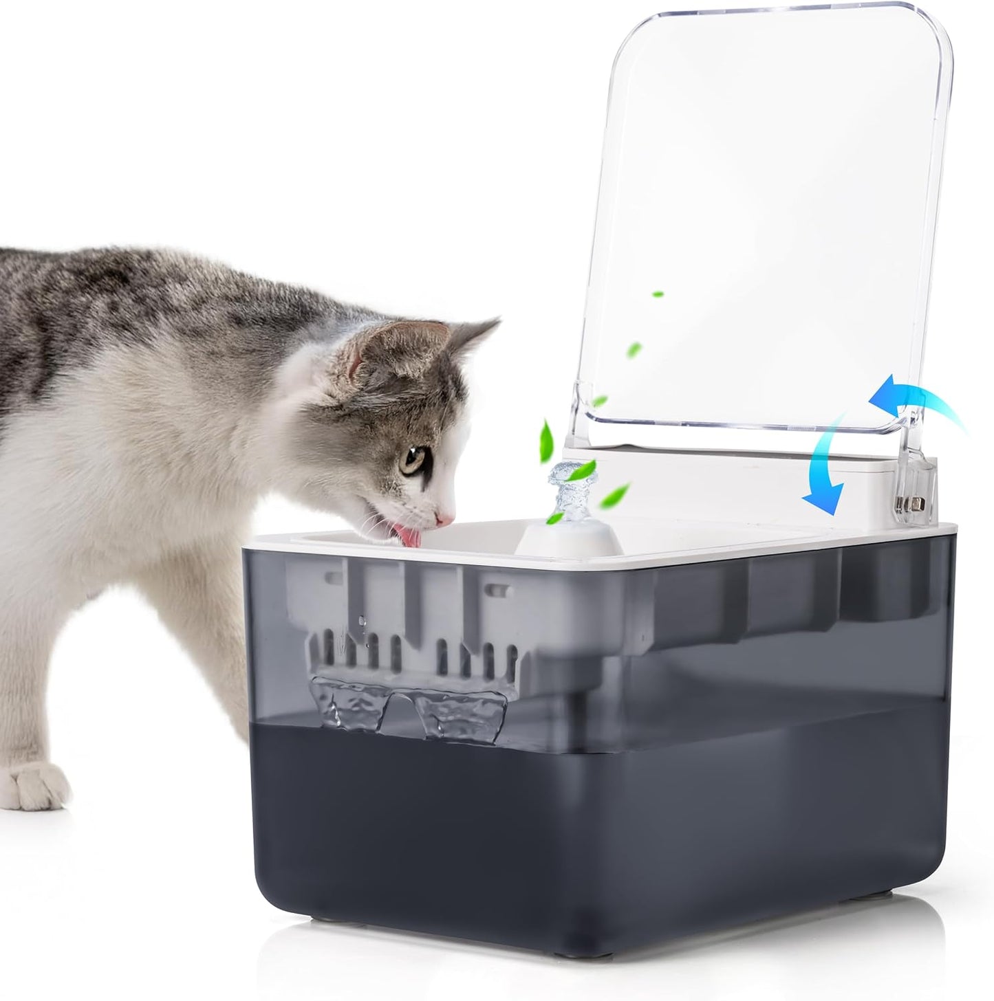 Cat Water Fountain Pet Water Dispenser Automatic Kitty Spout Flip Lid Water Fountain 106oz/3L Cordless Battery Operated for Small Dogs for Drinking Indoor with Motion Sensor Quiet Water Pump