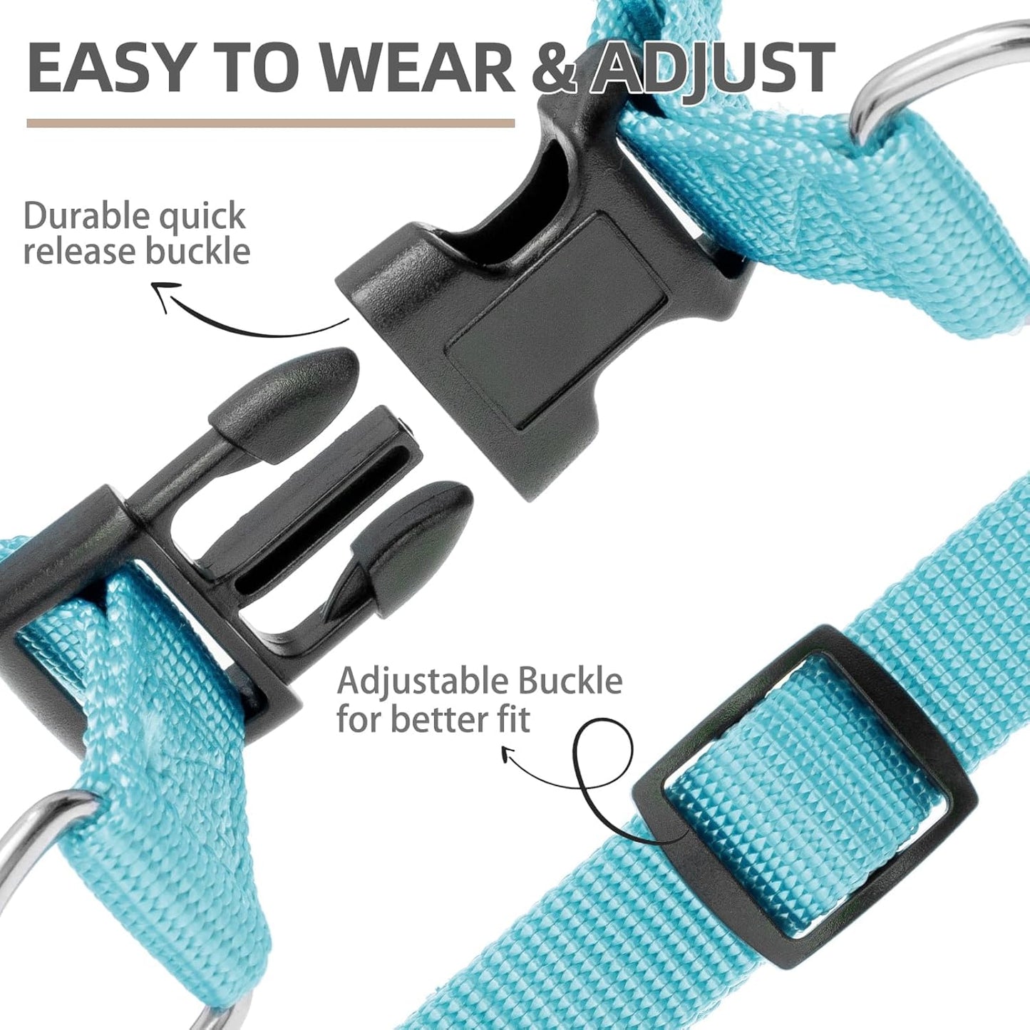 PUPTECK No Pull Dog Harness Soft Adjustable Basic Nylon Step in Puppy Vest Outdoor Walking with ID Tag