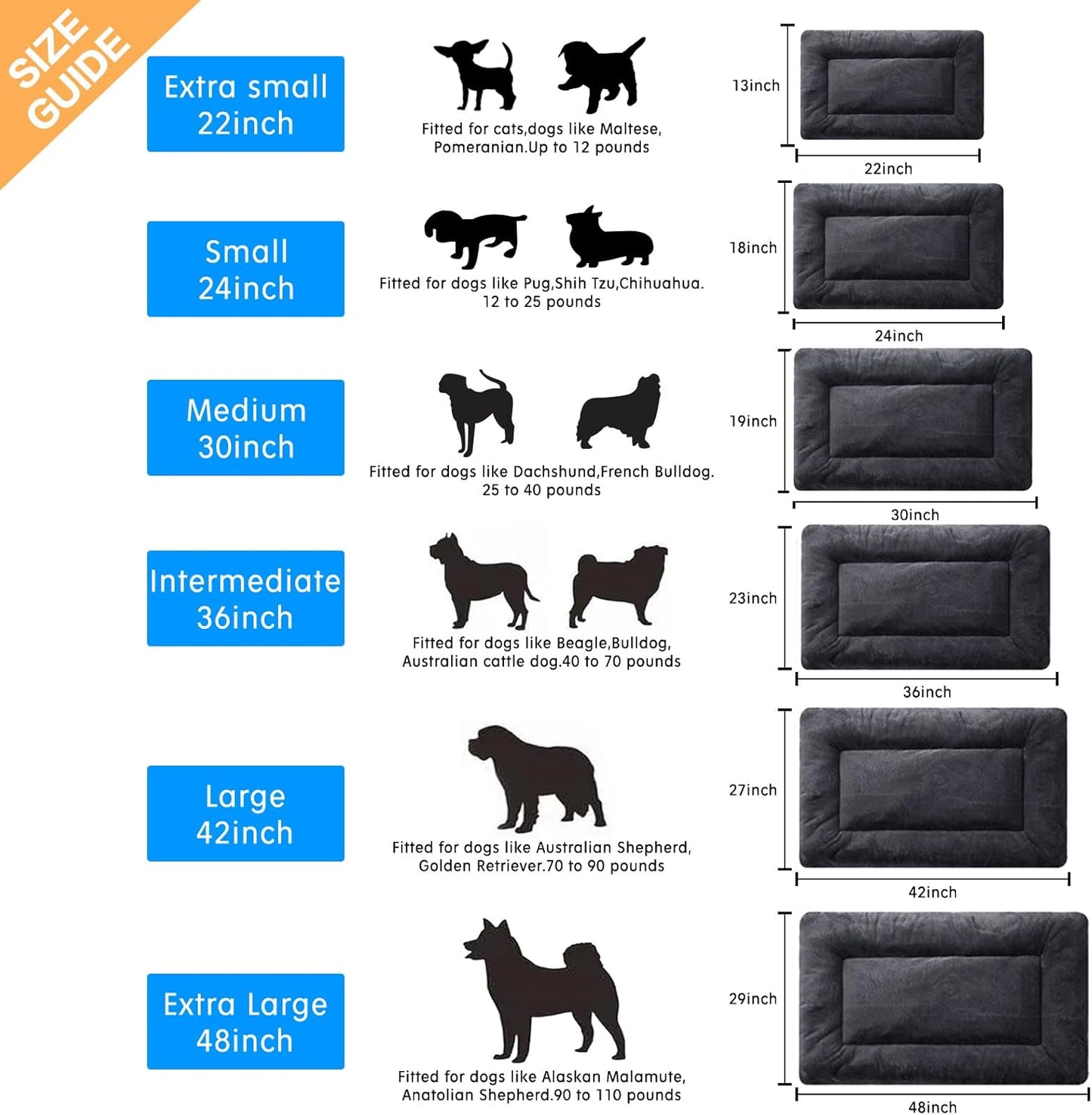 Dog Beds Crate Pad for Medium Dogs Fit Dog Crates,Washable & Anti-Slip Kennel Pad for Dogs Cozy Sleeping Mat,Dark Gray 30inch