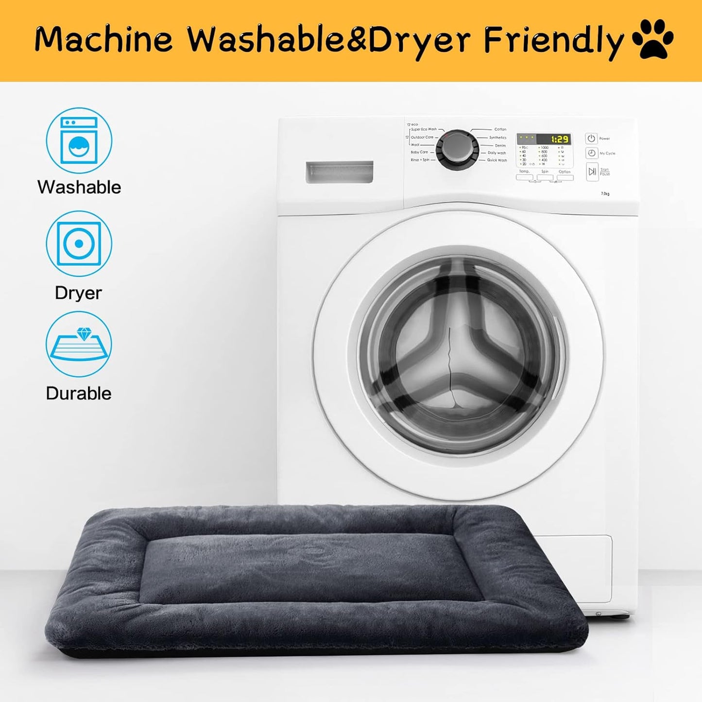 Dog Beds Crate Pad for Dogs Ultra Soft Dog Crate Bed Washable & Anti-Slip Kennel Pad for Dogs Cozy Sleeping Mat (36inch, Dark Gray)