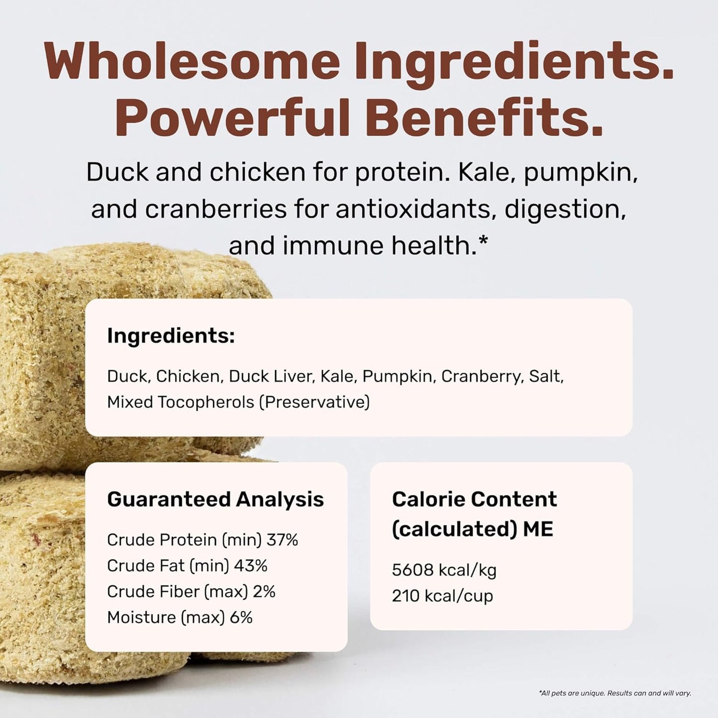 BADLANDS RANCH Superfood Nuggets- Premium, Freeze-Dried raw Dog Food Topper or Treat. Powerful Nutrient-Dense Ingredients. No Artificial additives. Duck and Kale Formula 8oz - 4pk Bundle