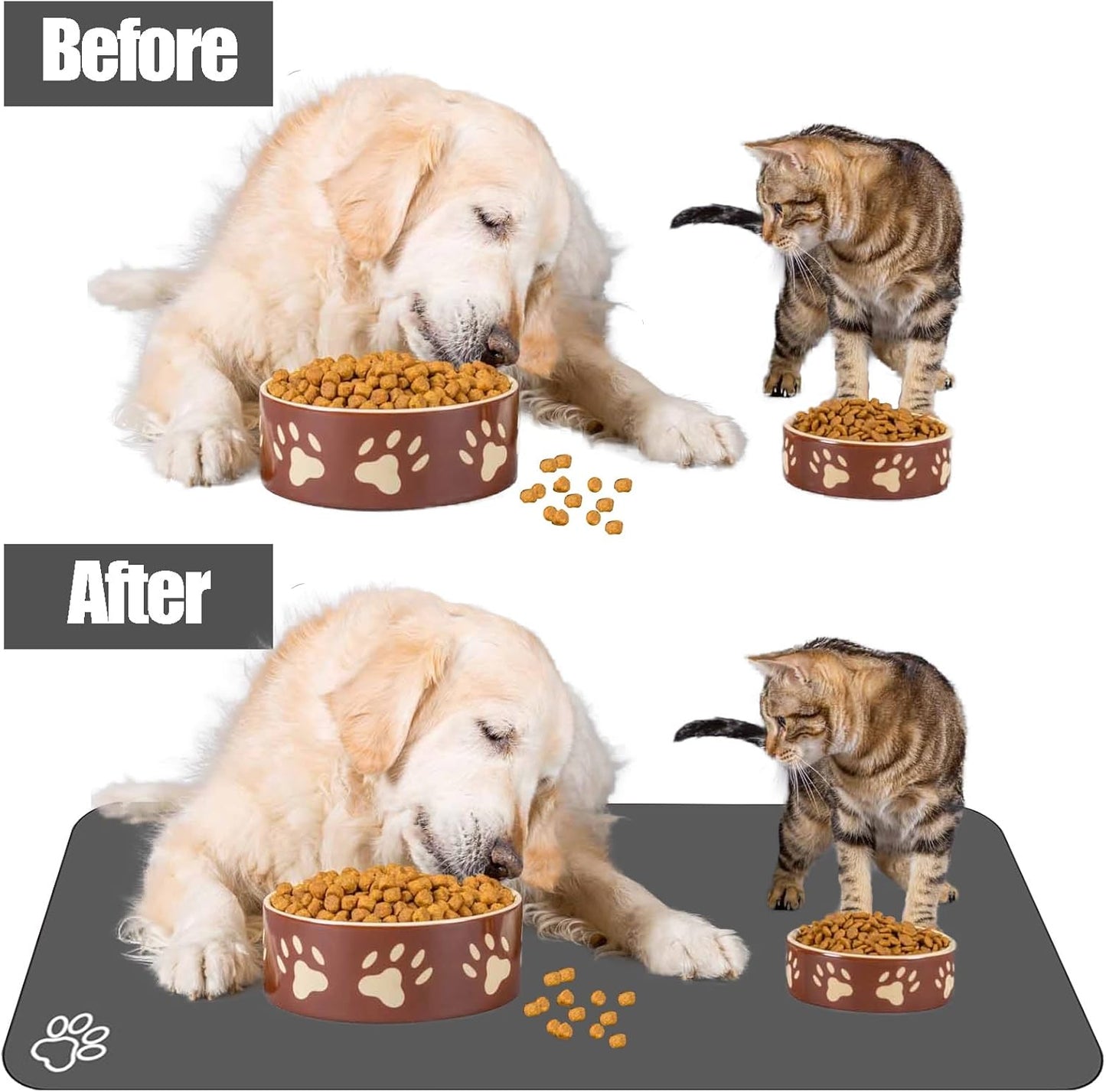 Large Pet Feeding Mat, 39.3"x15.7" Absorbent Quick Dry Dog Mat for Food and Water Bowl, Non Skid Cat Bowl Mat, No Stains for Pet Water Dispenser Pet Supplies for Messy Drinkers