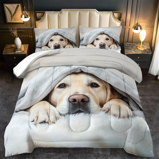 Grey Dog Comforter Set Twin Size Boy,Kawaii Pet Dog Animal Print Bedding Set for Girl,Cute Pet Puppy Print Comforter Quilt for Boys,Kawaii Animal Puppy Dog Pals Bedding Bedroom Bed Decor