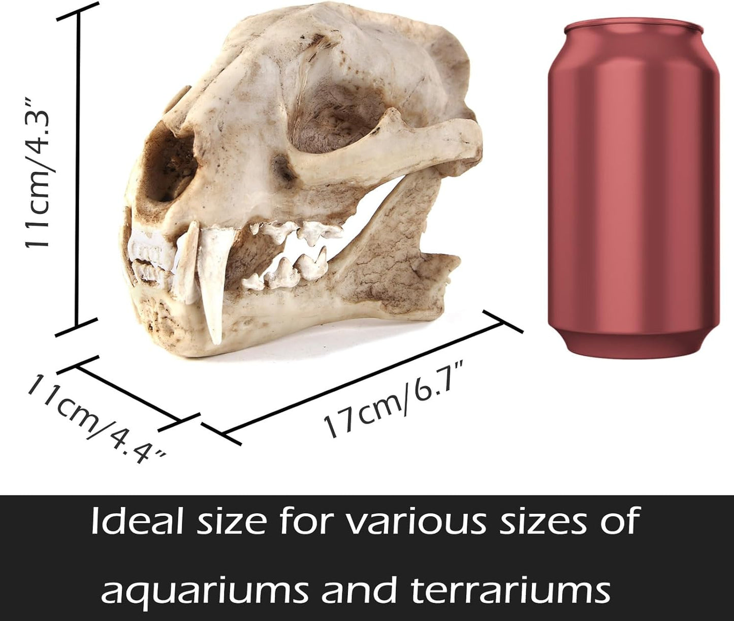 Aquarium Décor Cave Decorations Fish Hideout Betta Tarantula Reptile Snake for Terrarium Ornament Dinosaur Animal Skull Large Bones Halloween