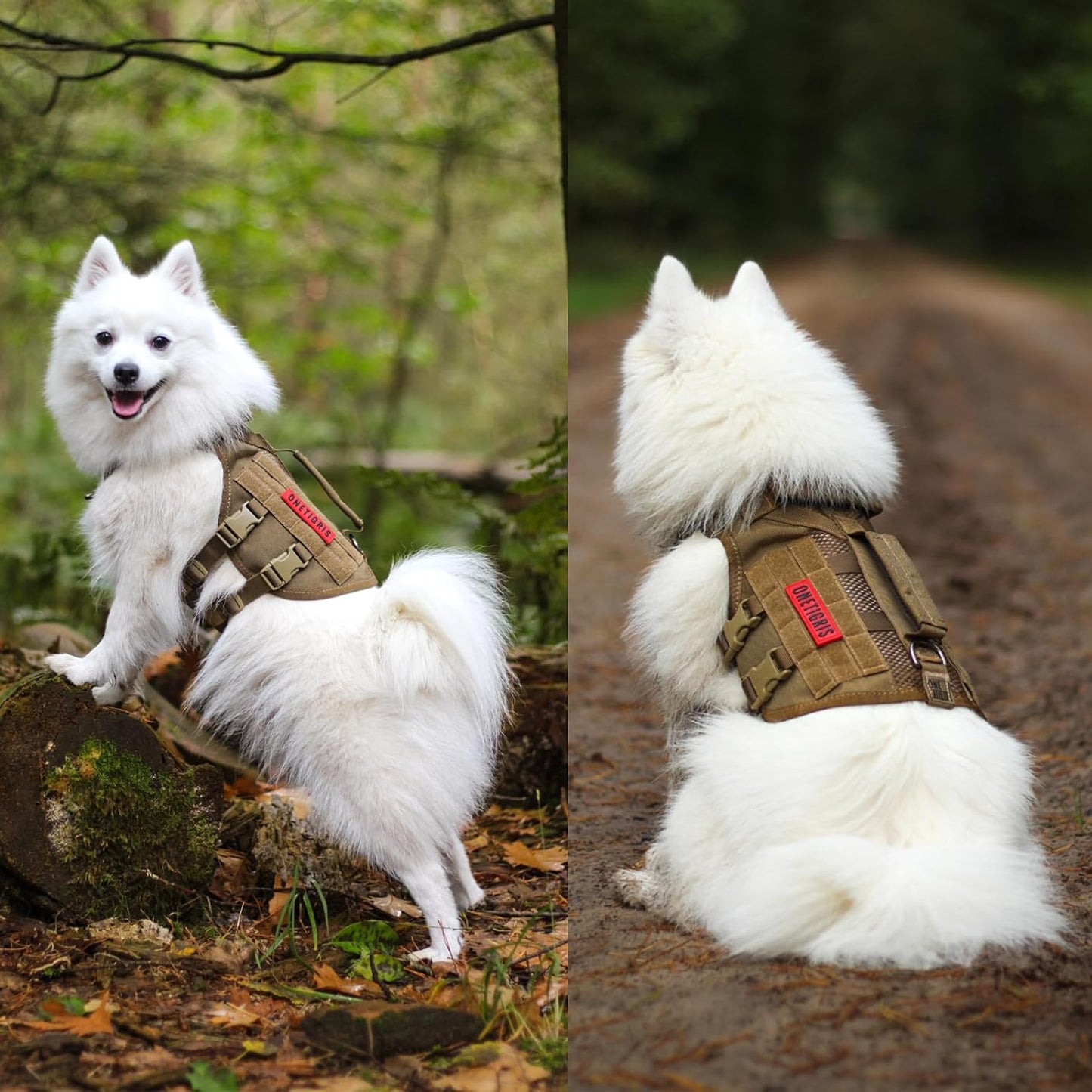 OneTigris Tactical Dog Harness for Small Dogs, No Pull Small Dog Vest Harness Breathable Military Dogs Molle Vest with Handles, Walking Hiking Training (Brown, XS)