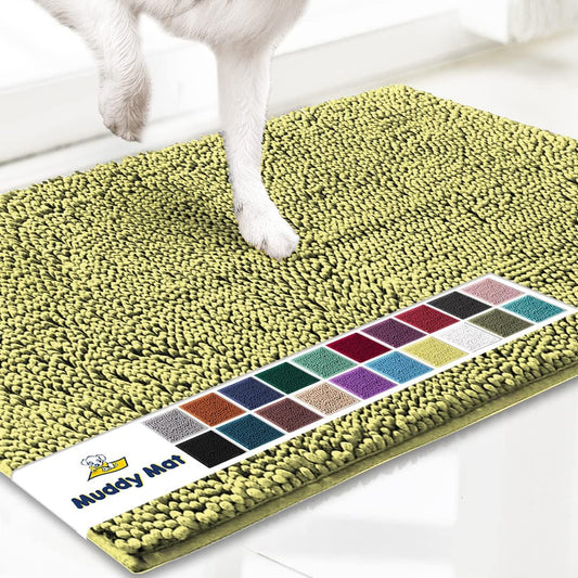 Muddy Mat® AS-SEEN-ON-TV Highly Absorbent Microfiber Door Mat and Pet Rug, Non Slip Thick Washable Area and Bath Mat Soft Chenille for Kitchen Bathroom Bedroom Indoor and Outdoor - Yellow 24" x 72"