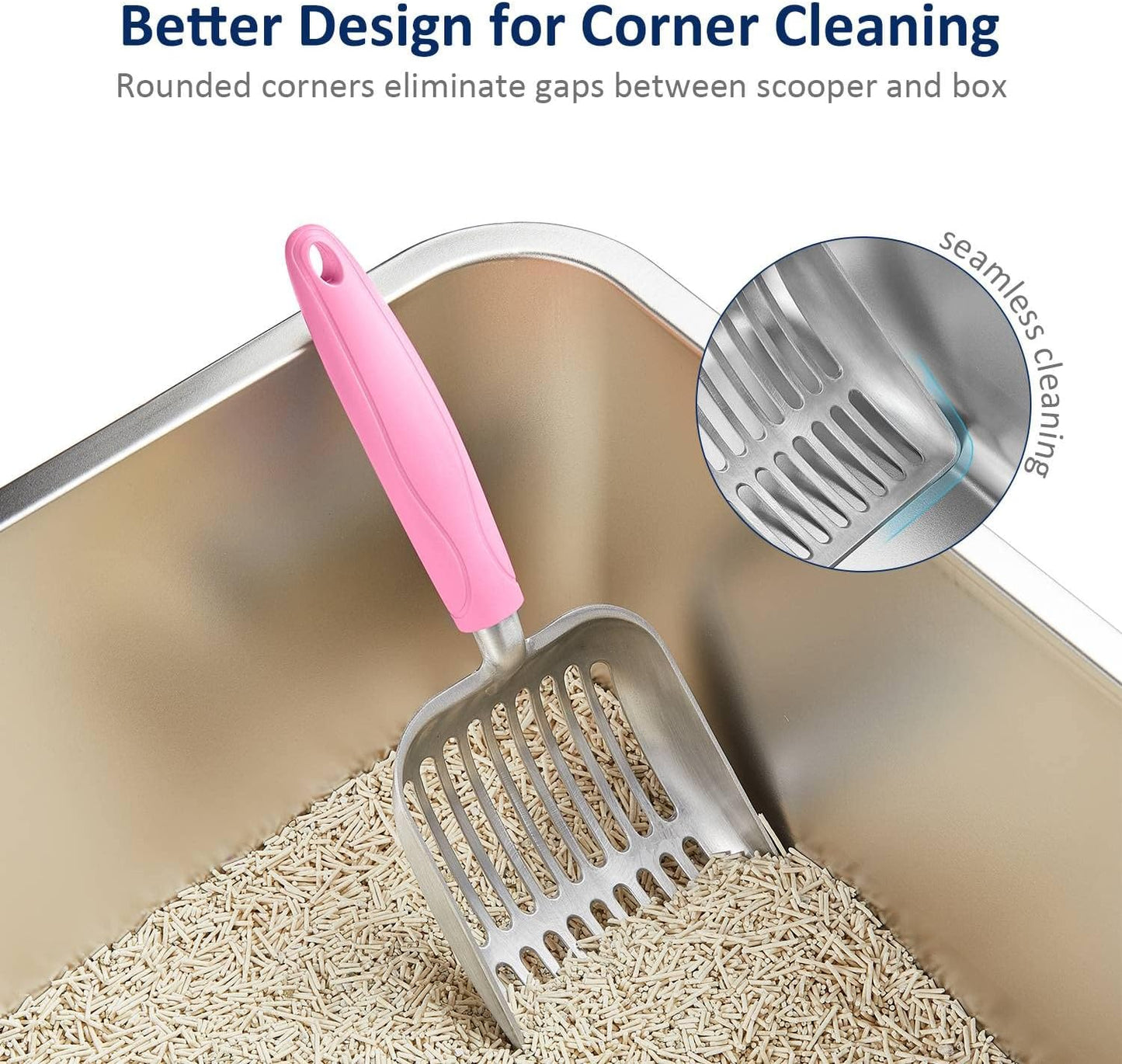 WePet Cat Litter Scoop, Aluminum Alloy Sifter, Kitty Metal Scooper, Deep Shovel, Long Handle, Poop Sifting, Kitten Pooper Lifter, Durable, Heavy Duty, for Litter Box