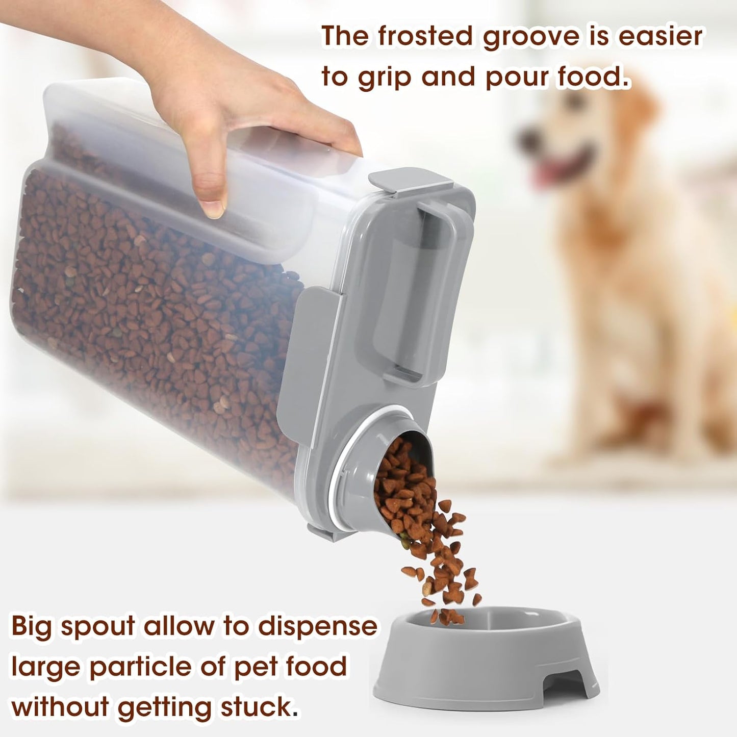 TBMax Pet Food Storage Containers 2 Pack 8-10 Lbs Airtight Dog Food Container Dispenser with Large Spout & Portable Handle, Travel Dog Treat Cat Food Storage Bin Bird Seed Container