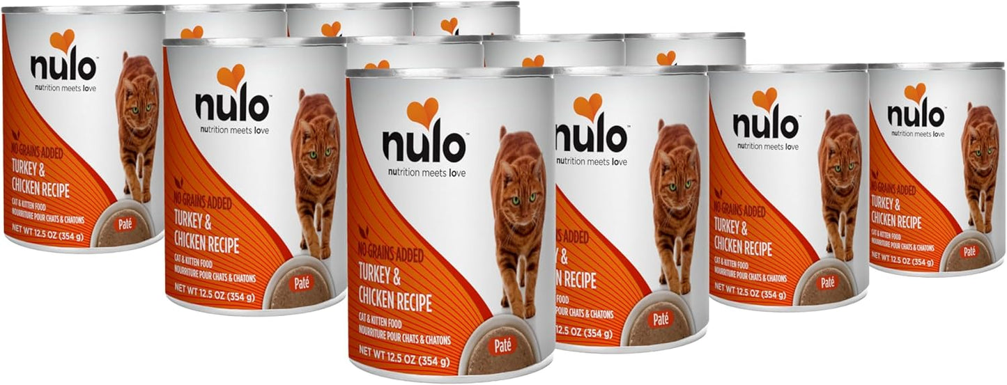 Nulo Turkey & Chicken Recipe Pate Wet Canned Cat Food, 12.5 Ounce (Pack of 12)