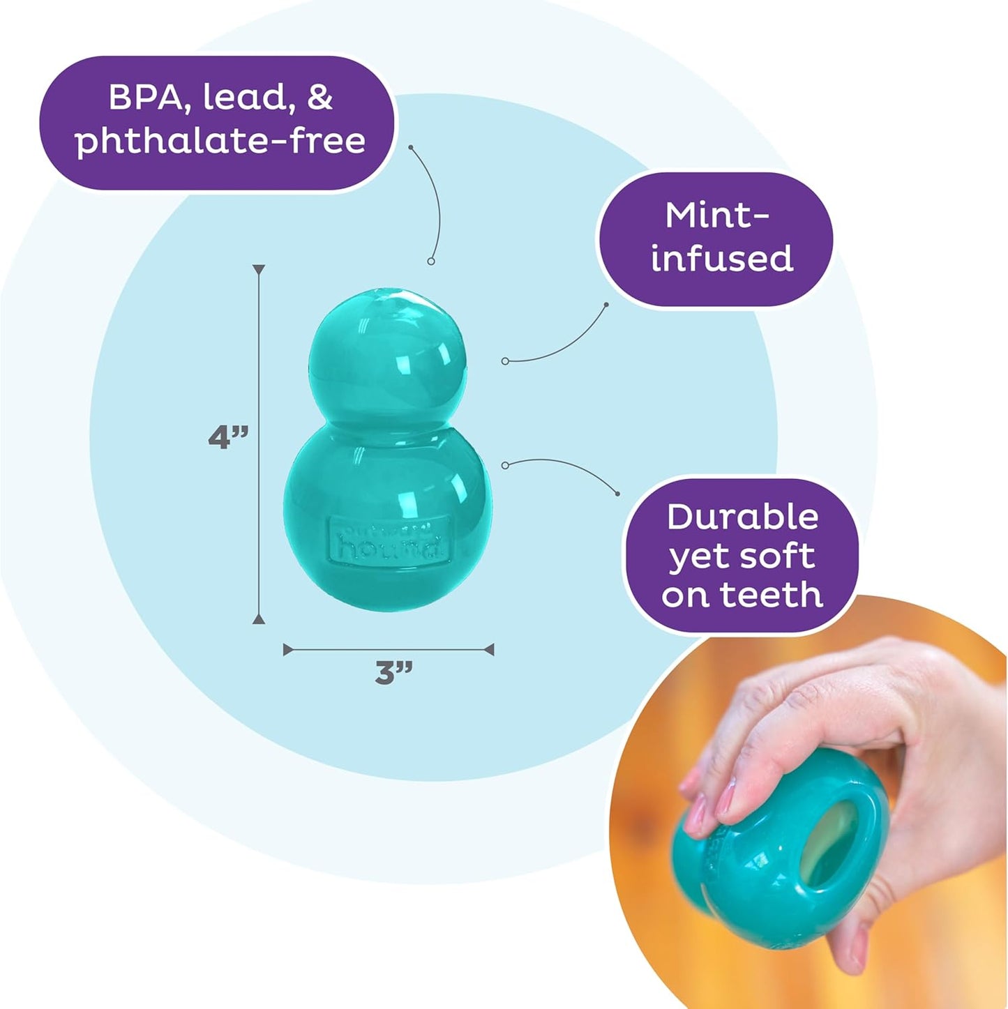 Outward Hound by Planet Dog Double-Tuff Interactive Treat-Dispensing Dog Toy, Medium, Blue