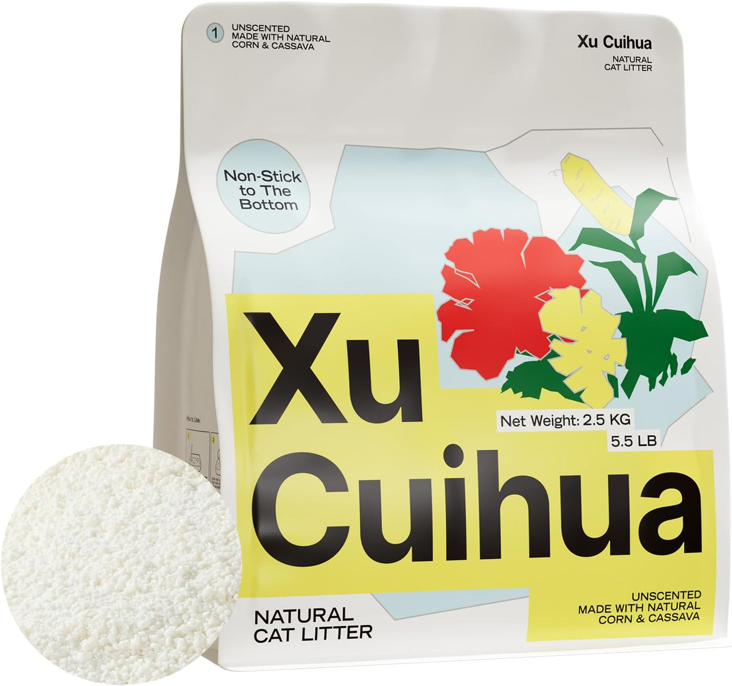 Natural Cat Litter Unscented, 100% Plant-Based, Strong Clumping Litter, Easy Scooping, Clumps Lift Cleanly, Low Dust, Corn & Cassava Litter, 5.5 LB