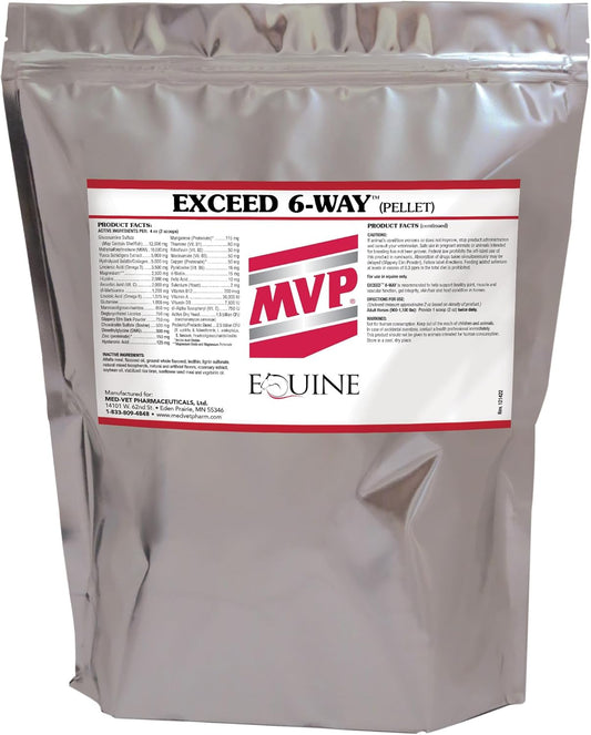 MVP Exceed 6-Way (16lb) High Level Performance Horse Support Pellets. Joint, hoof, Hair, gastric, Digestion and Muscle Support.