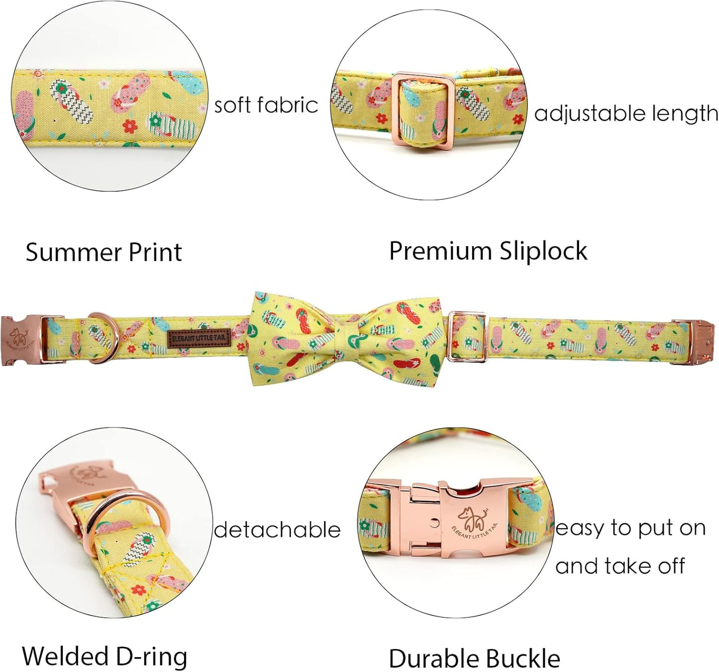 Elegant Little Tail Bowtie Dog Collar - Summer Cute Bow for Small to Large Dogs