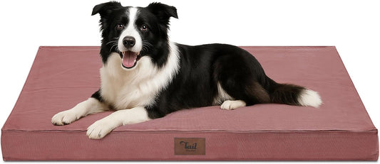 Outdoor Dog Bed for Medium Dogs, Waterproof Dog Crate Bed for Puppy Beds, Orthopedic Egg Crate Foam Pet Bed with Washable and Removable Oxford Cover, Pink