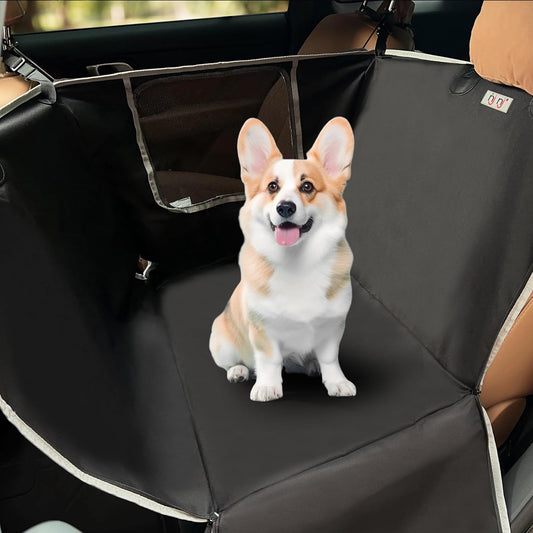 njnj Dog Car Seat Cover for Back Seat - Waterproof Dog Half Hammock for Cars with Mesh Window,Scratchproof Pet Backseat Protector,Perdurable,Non-Slip Booster Seat for Small,Medium and Large Dogs