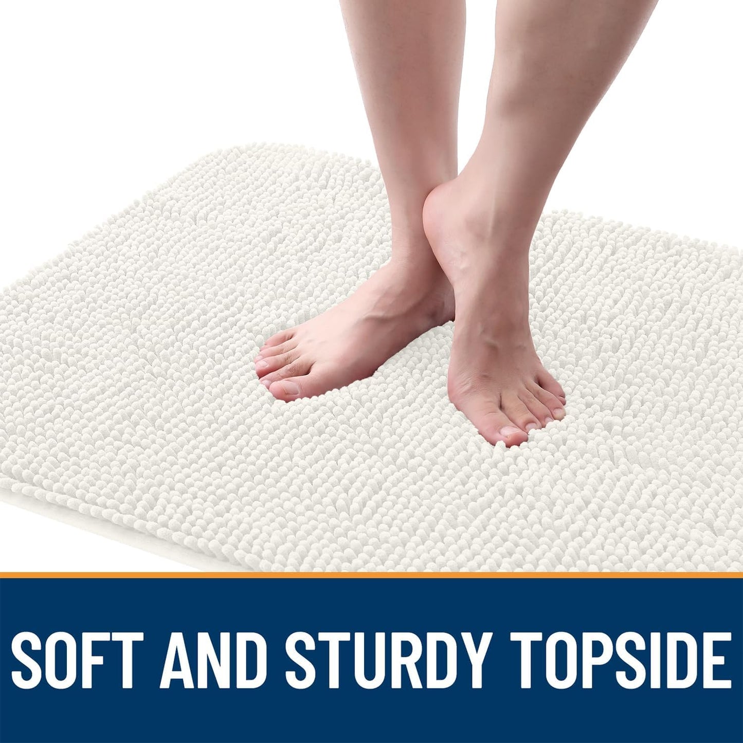 OLANLY Dog Door Mat for Muddy Paws 59x20, Absorbs Moisture and Dirt, Absorbent Non-Slip Washable Doormat, Quick Dry Chenille Mud Mat for Dogs, Entry Indoor Entryway Carpet for Inside Floor, Ivory