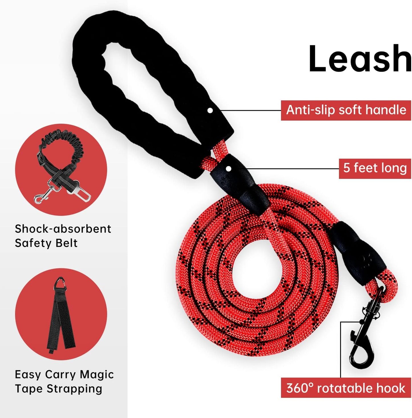 IVY&LANE No Pull Dog Harness with Leash Set, Reflective No Choke Pet Vest,Adjustable Oxford Dog Vest Harness with Easy Control Handle for Large Dogs (Checkered Red,XL)