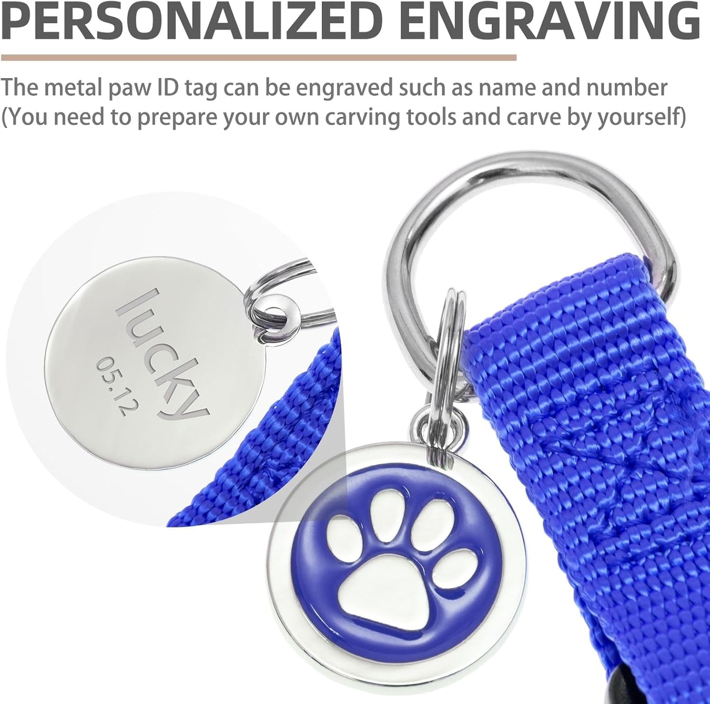 PUPTECK No Pull Dog Harness Soft Adjustable Basic Nylon Step in Puppy Vest Outdoor Walking with ID Tag Medium